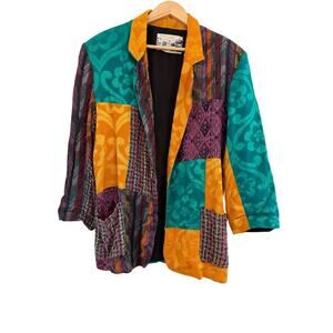 Other Destination Textured Blazer Jacket Womens Small Boho Embroidery Floral